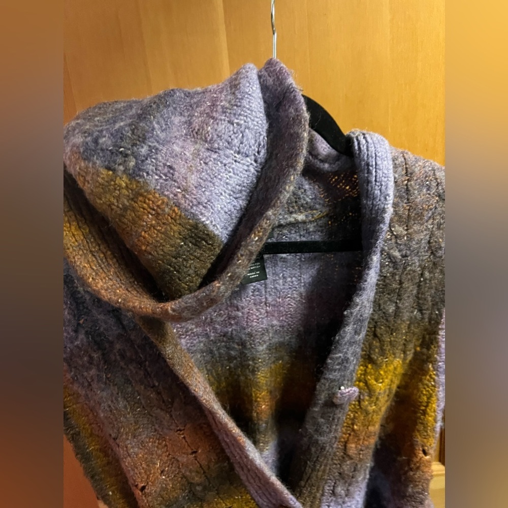 Lane Bryant 22/24 sweater vest with hood Ombre color belted wide sleeve - Picture 7 of 10